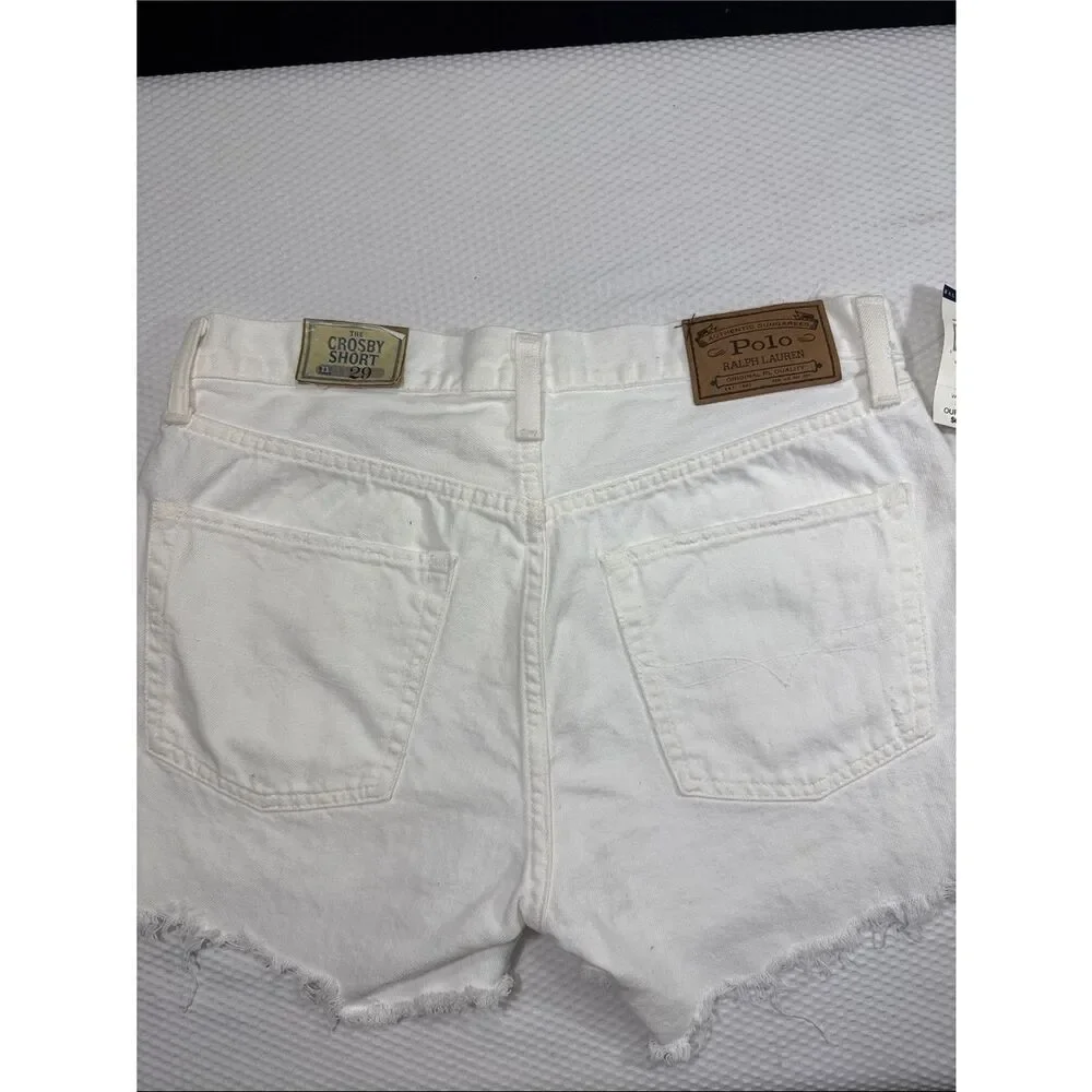 NWT Polo Ralph Lauren White Denim Raw-Hem Crosby Shorts Size 29 - Picture 4 of 11